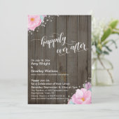 ピンクの花を飾った、素朴で幸せな結婚式の披露宴 招待状 (スタンド正面)