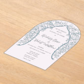 ピンクの花アクリルフロステッド結婚式招待状 アクリル招待状 (レイダウン)