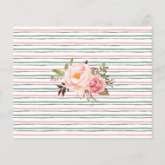 ピンクの花アドバイスハッピーカップルのシャワーカード チラシ (裏面)