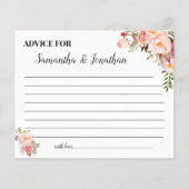 ピンクの花アドバイスハッピーカップルのシャワーカード チラシ (正面)