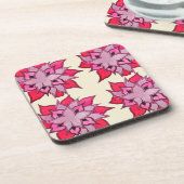 ピンクの花アート花柄 コースター (左側)