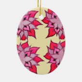 ピンクの花アート花柄 セラミックオーナメント (裏面)