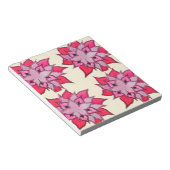 ピンクの花アート花柄 ノートパッド (アングル)