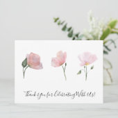 ピンクの花ウォーターカラーフローラアートサンキューカード サンキューカード (スタンド正面)