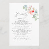 ピンクの花エレガントな結婚情報 エンクロージャーカード (正面)