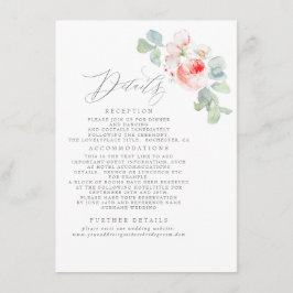 ピンクの花エレガントな結婚情報 エンクロージャーカード
