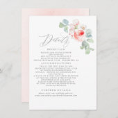 ピンクの花エレガントな結婚情報 エンクロージャーカード (正面/裏面)