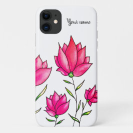 ピンクの花エレガントフローラ名 iPhone 11 ケース