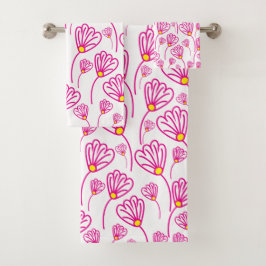 ピンクの花エレガントフローラ バスタオルセット