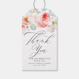 ピンクの花エレガントブライダルシャワーありがとう ギフトタグ