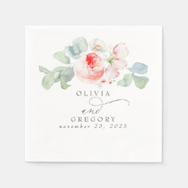 ピンクの花エレガントロマンチ結婚ック スタンダードカクテルナプキン