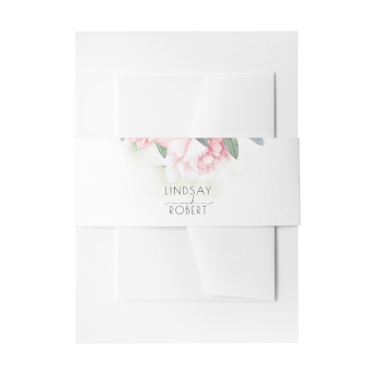 ピンクの花エレガントヴィンテージ結婚式 招待状ベリーバンド (正面例)