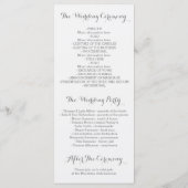 ピンクの花エレガント水彩結婚式 プログラム (裏面)