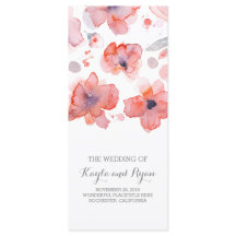 ピンクの花エレガント水彩結婚式 プログラム