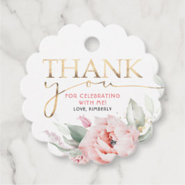 ピンクの花エレガント誕生日ありがとう フェイバータグ