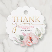 ピンクの花エレガント誕生日ありがとう フェイバータグ (正面)