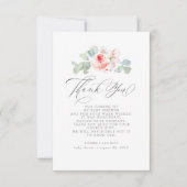 ピンクの花エレガント赤ちゃんシャワーありがとう サンキューカード (正面)