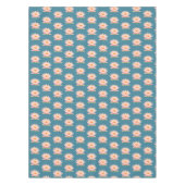 ピンクの花オンティール（緑がかった色） テーブルクロス (正面)