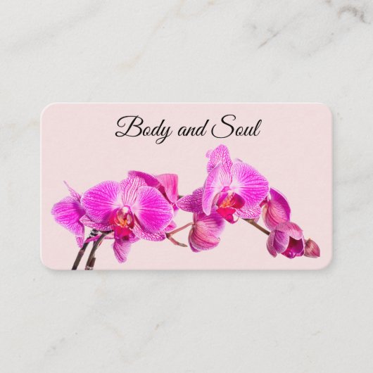 ピンクの花オンバラ手作りスパと体製品 名刺 (正面)