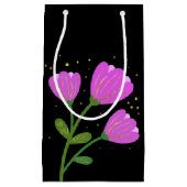 ピンクの花オンブラック抱き枕 スモールペーパーバッグ (正面)