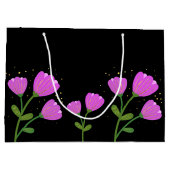 ピンクの花オンブラック抱き枕 ラージペーパーバッグ (裏面)