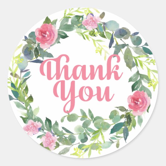 ピンクの花オンリースありがとう ラウンドシール (正面)