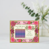 ピンクの花カスタムの日付はがきを保存 案内ポストカード (スタンド正面)