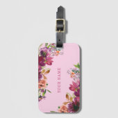 ピンクの花カスタムの花 ラゲッジタグ (正面縦)