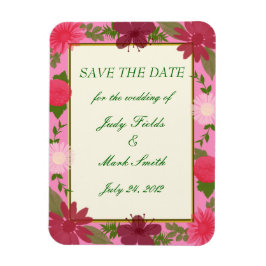 ピンクの花カスタムのDateマグネットを保存 マグネット