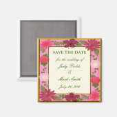 ピンクの花カスタムのDateマグネットを保存 マグネット (正面/裏面)