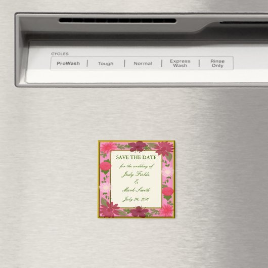 ピンクの花カスタムのDateマグネットを保存 マグネット (インサイチュ (食洗機))