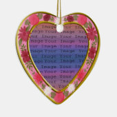 ピンクの花カスタムハートオーナメント セラミックオーナメント (右)