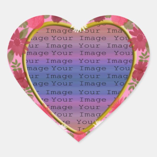 ピンクの花カスタムハート ハートシール (正面)