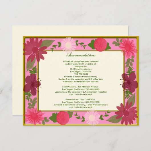 ピンクの花カスタム囲いカード エンクロージャーカード (正面/裏面)