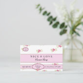 ピンクの花カスタム店の名刺（ロゴ付き） 名刺 (スタンド正面)