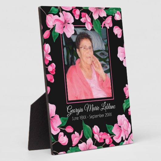 ピンクの花カスタム記念記念 フォトプラーク (側面)