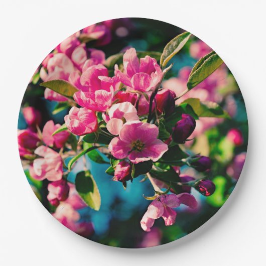ピンクの花カブappleの花 ペーパープレート (正面)