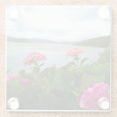 ピンクの花ガラスのコースター ガラスコースター (裏面)