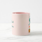 ピンクの花ガーリーで美味しいビーブ散水缶 マグカップ (中央)