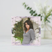 ピンクの花ガールズ写真卒業 招待状 (スタンド正面)