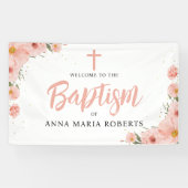 ピンクの花ガールバプテスマへようこそ 横断幕 (横)