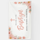 ピンクの花ガールバプテスマへようこそ 横断幕 (縦)