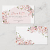 ピンクの花ガールベビーイン開花おむつラッフル エンクロージャーカード (正面/裏面)