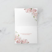 ピンクの花ガールベビーシャワーベビーで開花折り畳み サンキューカード (内部)