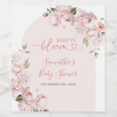 ピンクの花ガールベビーシャワーベビーイン開花 ワインラベル (シングルラベル)