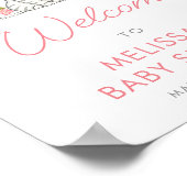 ピンクの花キッチンガールベビーシャワーへようこそ ポスター (角)