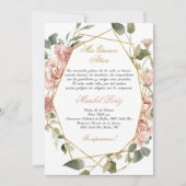 ピンクの花キンセアニェラ 招待状 (正面)