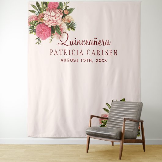 ピンクの花キンセアニラの写真ブース背景 タペストリー (インサイチュ)