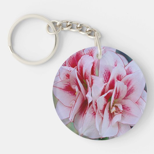 ピンクの花キーチェーン キーホルダー (正面)