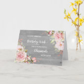 ピンクの花クラスメイトの誕生日カード カード (黄色い花)